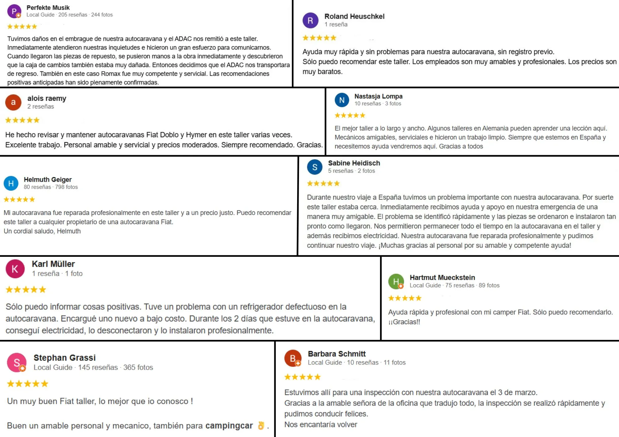 Reseñas de google por los clientes